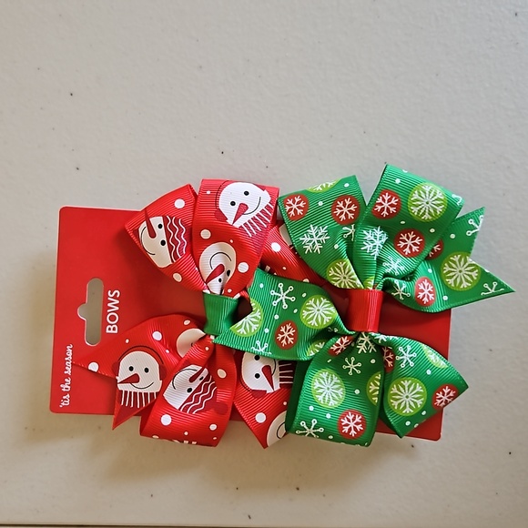 tis the season Other - Tis the Season Snowman and Snow flake hair bows for girls.
